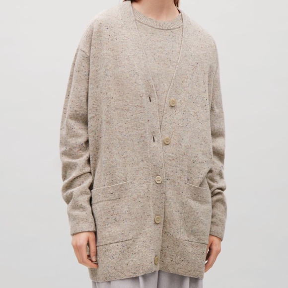 Sweaters - COS confetti speckled cardigan boxy wool sweater
